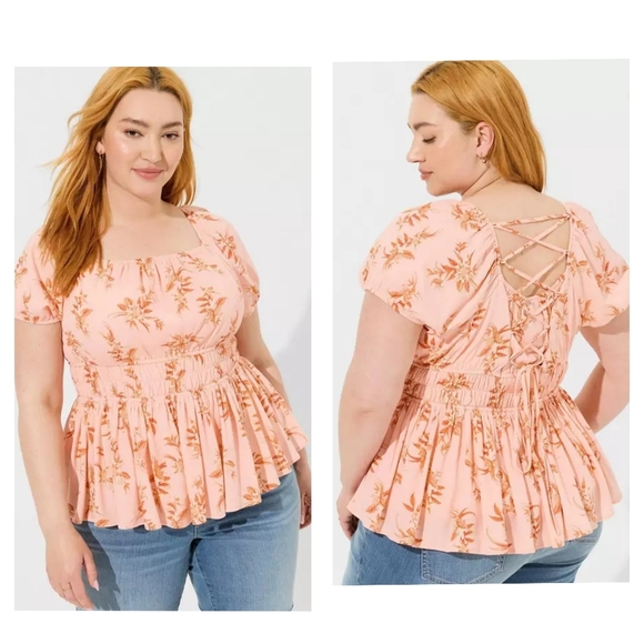 Torrid Washable Crinkle Gauze Cris Cross Back Top Size 3 - Picture 1 of 5